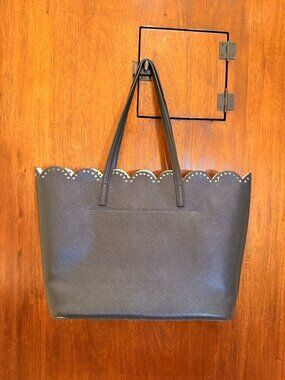 Cute Black Tote Bag with Scalloped detailing